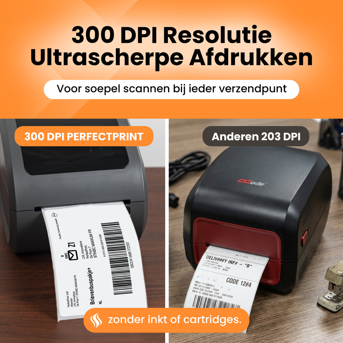 PerfectPrint Labelprinter PRO - 300 DPI - Ethernet, USB & Bluetooth Verbinding