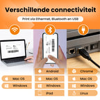PerfectPrint Labelprinter PRO - 300 DPI - Ethernet, USB & Bluetooth Verbinding