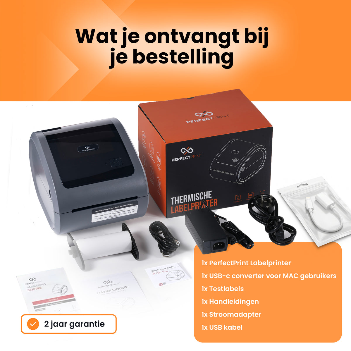 PerfectPrint Labelprinter PRO - 300 DPI - Ethernet, USB & Bluetooth Verbinding